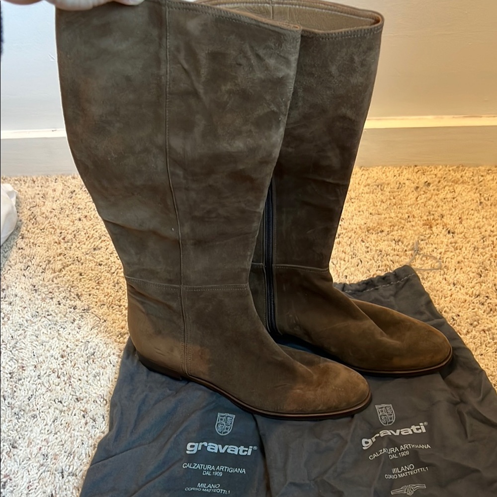 Gravati Brown Suede Knee-High Boots